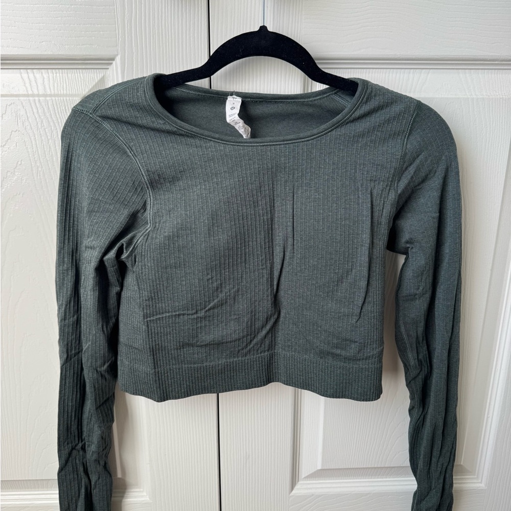 lululemon athletica Dark Green Ribbed Crop Top